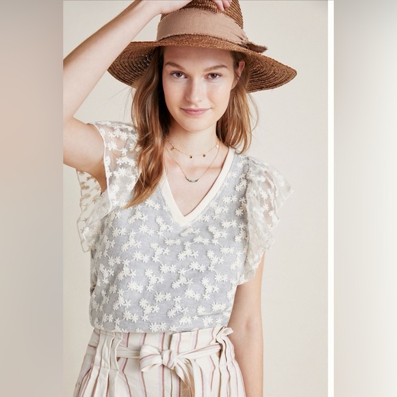 Anthropologie Tops - Anthropologie Amadi April Lace Flutter Sleeve Top